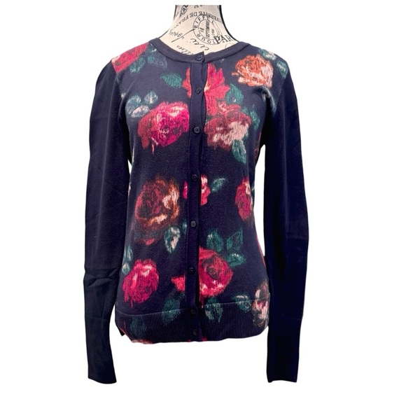 Merona Women’s Floral Print Cardigan Sweater. S/P - Picture 3 of 11